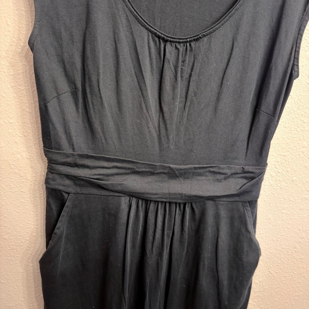 Boden Black Modal Cotton Blend Sash Waist Pocket Jersey Dress US 10R J0122 - Picture 3 of 7